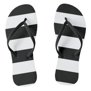Schwarz-Weiß-Streifen Flip Flops