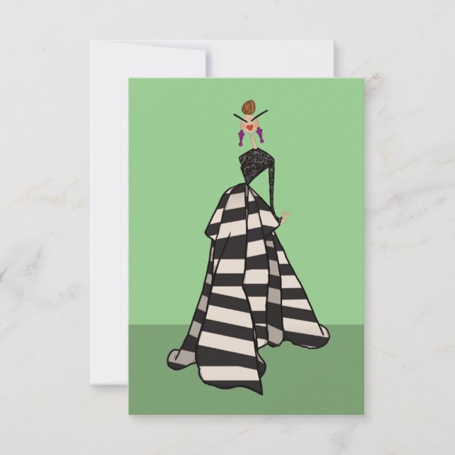 Schwarz/Weiß Streifen Frauenfarbenkarte (Vorderseite)