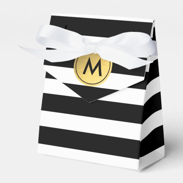 Schwarz-Weiß-Streifen-Gastgeschenk-Box Geschenkschachtel (Vorderseite)