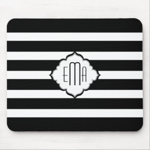 Schwarz-Weiß-Streifen geometrisches Muster 2 Mousepad