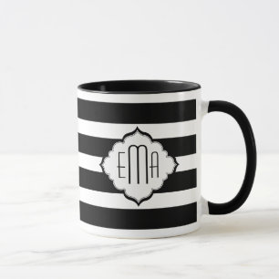 Schwarz-Weiß-Streifen geometrisches Muster Tasse