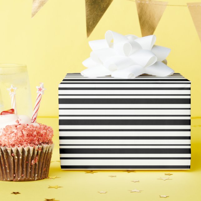 Schwarz-Weiß-Streifen Geschenkpapier (Geburtstagsparty)