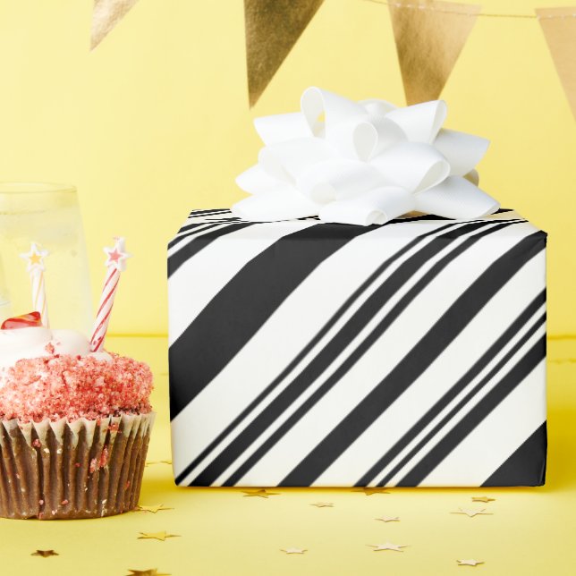 Schwarz-Weiß-Streifen Geschenkpapier (Geburtstagsparty)