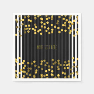 Schwarz-Weiß-Streifen Gold-Imitate Foil-Punkte Serviette