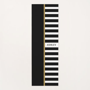 Schwarz-Weiß Streifen Gold Strip Yoga Mat Yogamatte