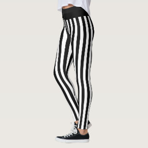 Schwarz-Weiß-Streifen in vertikaler Richtung gotis Leggings