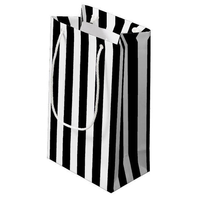 Schwarz-Weiß-Streifen Kleine Geschenktüte (Rückseite Schrägansicht)