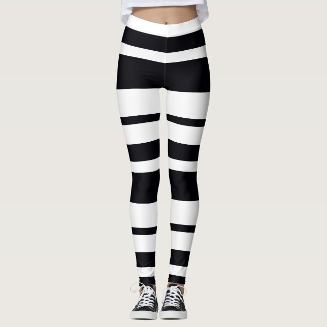 Schwarz-Weiß-Streifen Leggings (Vorderseite)