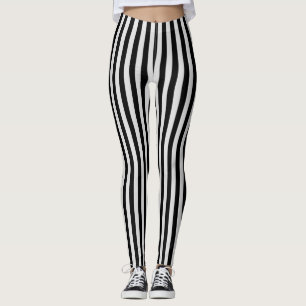 Schwarz-Weiß-Streifen Leggings