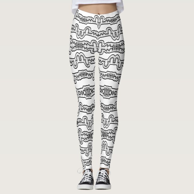 Schwarz-Weiß-Streifen Leggings (Vorderseite)