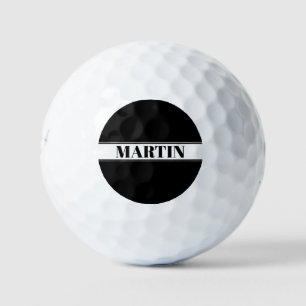 Schwarz-Weiß-Streifen mit individuellem Namen Golfball