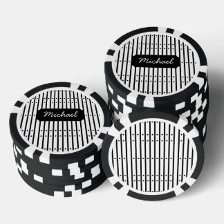 Schwarz-Weiß-Streifen mit Punkten, individuell  Pokerchips