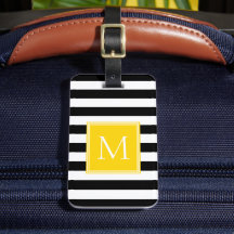 Schwarz-Weiß-Streifen mit Sonnengelb-Monogramm
