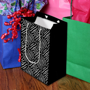 Schwarz-Weiß-Streifen Mittlere Geschenktüte