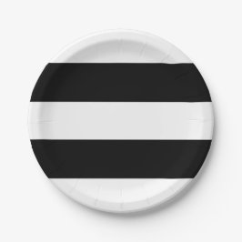 Schwarz-Weiß-Streifen modern Pappteller