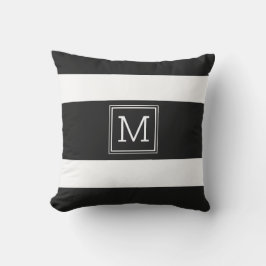 Schwarz-Weiß-Streifen Moderne einfache Monogramme Kissen