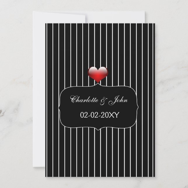 Schwarz-Weiß-Streifen Moderne Hochzeit Einladung (Vorderseite)