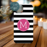 Schwarz-Weiß-Streifen Muster - Hot-Pink-Monogramm iPhone 16 Hülle<br><div class="desc">Ein kühnes und modernes Design mit einem Bereich für Monogramme. Wenn Sie das Kunstwerk anpassen oder den Schriftart ändern möchten,  können Sie auf den Bereich anpassen klicken. Dies führt Sie zum Design-Tool,  mit dem Sie viele Änderungen vornehmen können.</div>