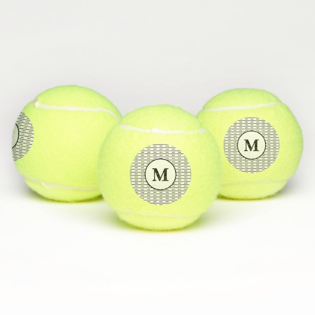 Schwarz-Weiß Streifen Muster Monogramme Stilvoll Tennisbälle (Multi)