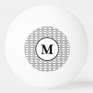 Schwarz-Weiß Streifen Muster Monogramme Stilvoll Tischtennisball