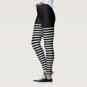 Schwarz-Weiß Streifen Muster Streifen Streifen Leggings