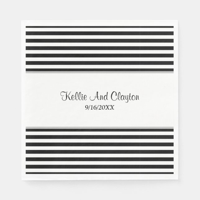 Schwarz/Weiß Streifen Napkins Serviette (Vorderseite)