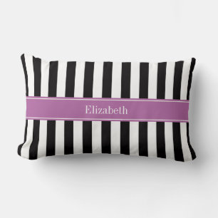 Schwarz Weiß Streifen Orchidee Band Name Monogramm Lendenkissen