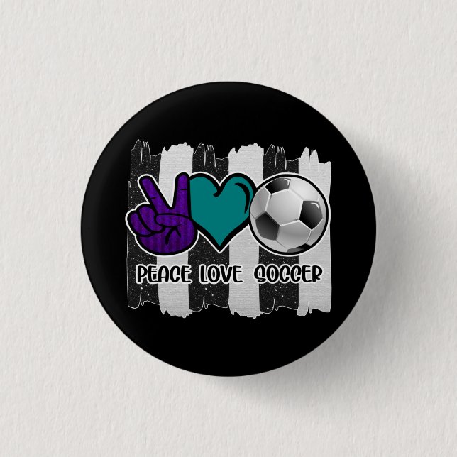 Schwarz-Weiß-Streifen Peace Liebe Soccer Button (Vorderseite)