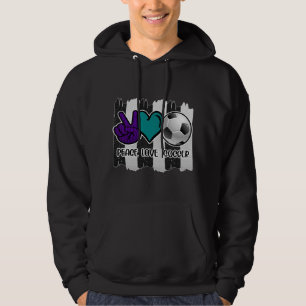 Schwarz-Weiß-Streifen Peace Liebe Soccer Hoodie