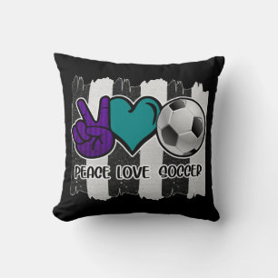 Schwarz-Weiß-Streifen Peace Liebe Soccer Kissen