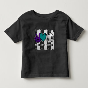 Schwarz-Weiß-Streifen Peace Liebe Soccer Kleinkind T-shirt