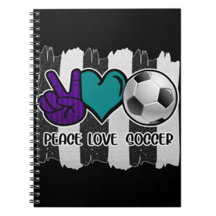 Schwarz-Weiß-Streifen Peace Liebe Soccer Notizblock