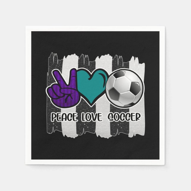 Schwarz-Weiß-Streifen Peace Liebe Soccer Serviette (Vorderseite)