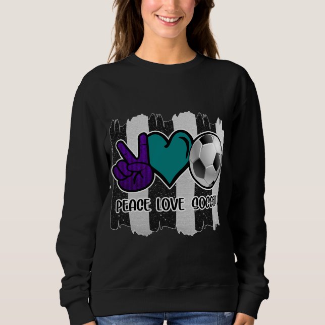 Schwarz-Weiß-Streifen Peace Liebe Soccer Sweatshirt (Vorderseite)