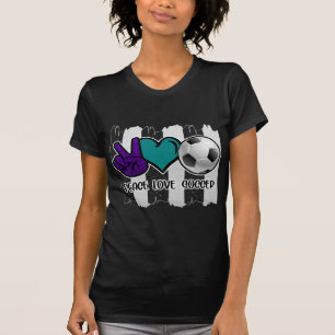 Schwarz-Weiß-Streifen Peace Liebe Soccer T-Shirt