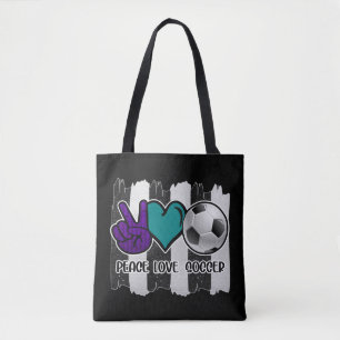 Schwarz-Weiß-Streifen Peace Liebe Soccer Tasche