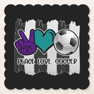 Schwarz-Weiß-Streifen Peace Liebe Soccer Untersetzer