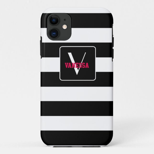 Schwarz-Weiß-Streifen - Persönliche Gestaltung Case-Mate iPhone Hülle (Rückseite)