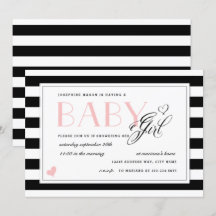 Schwarz/Weiß Streifen Pink Girl Babydusche