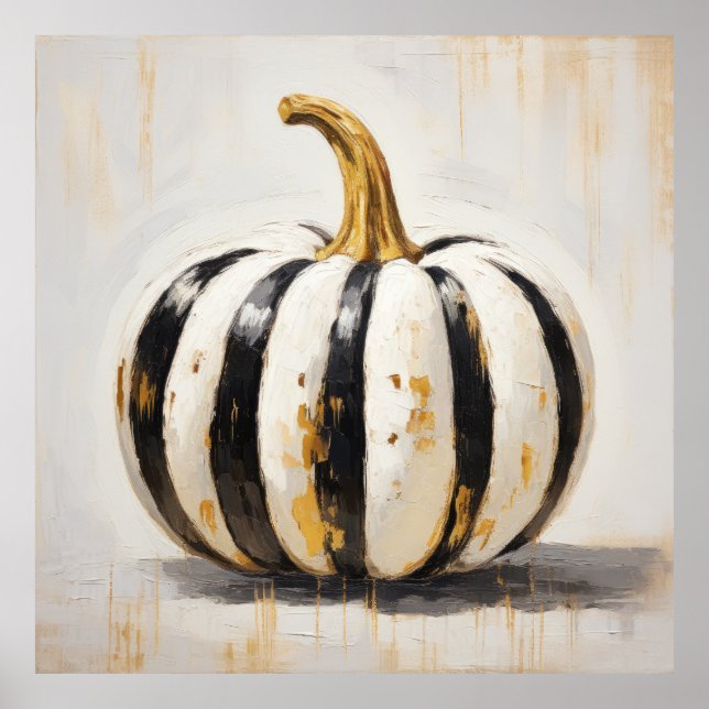 Schwarz-Weiß-Streifen Pumpkin Wand Kunst (Vorne)