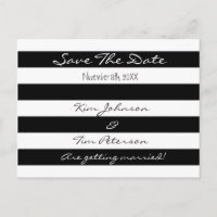 Schwarz-weiß Streifen Save the Date Postkarte