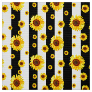Schwarz-Weiß-Streifen Sonnenblume Stoff