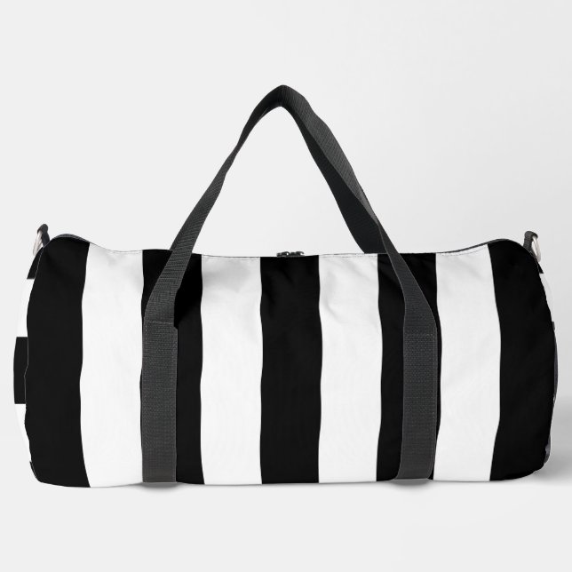 Schwarz-Weiß-Streifen, Streifenmuster, Linien Duffle Bag (Vorderseite)