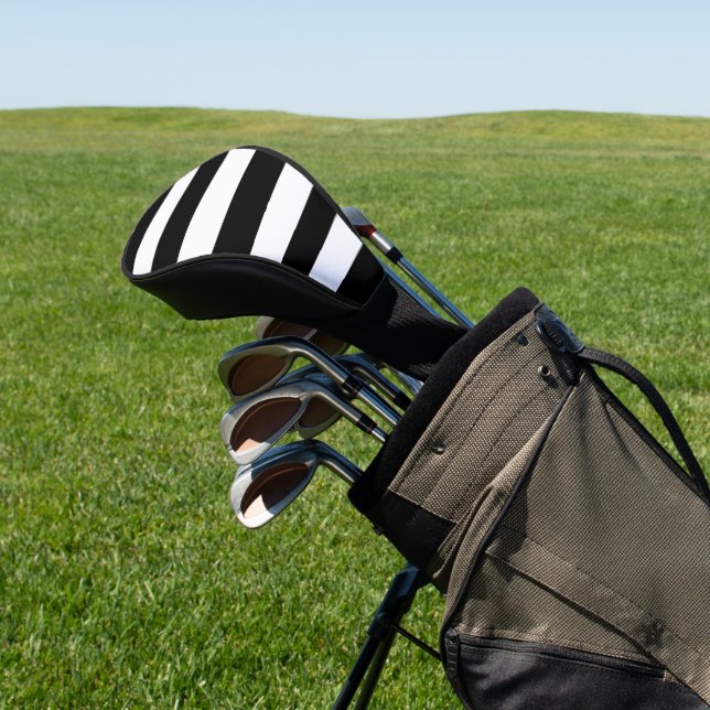 Schwarz-Weiß-Streifen, Streifenmuster, Linien Golf Headcover (In SItu)