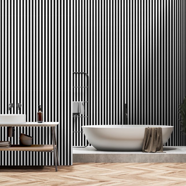 Schwarz-Weiß-Streifen Tapete (Badezimmer)