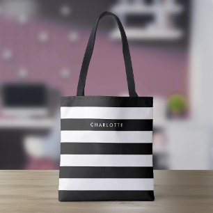 Schwarz-Weiß-Streifen Tasche