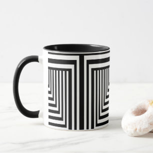 Schwarz-Weiß-Streifen Tasse
