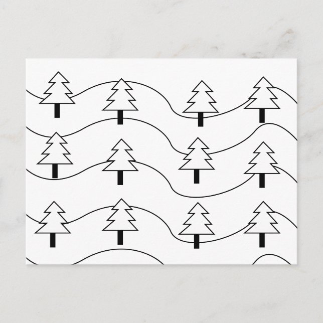 Schwarz-Weiß-Streifen Weihnachtsbaummuster Postkarte (Vorderseite)