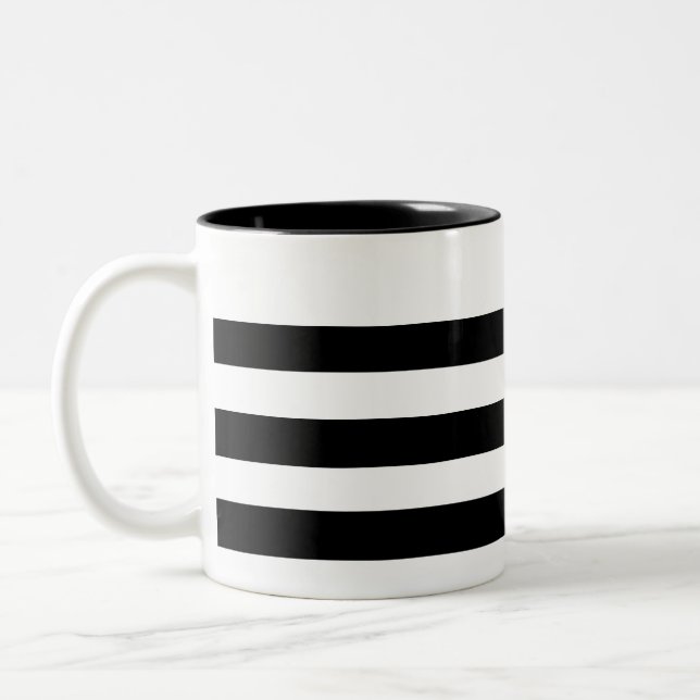 Schwarz-Weiß-Streifen Zweifarbige Tasse (Links)