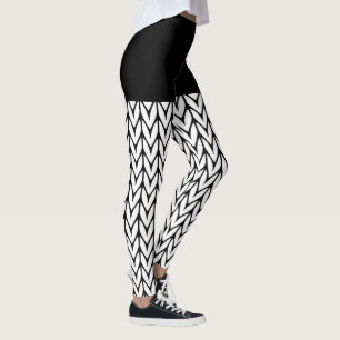 Schwarz-Weiß-Strickmotiv Dekoration Leggings